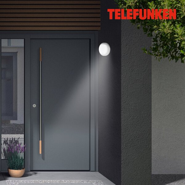 TF 315304TF TELEFUNKEN LED venkovní nástěnné svítidlo s čidlem, pr. 17 cm, 12 W, stříbrná - BRILONER