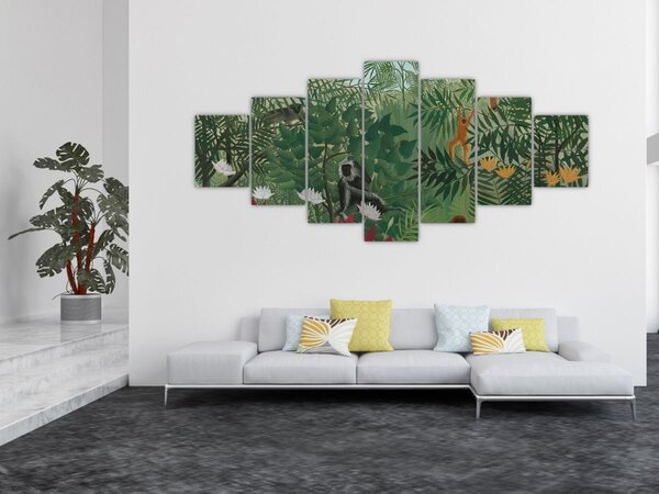 Obraz - Henri Rousseau, Tropical Forest with Monkeys, reprodukce (210x100 cm)