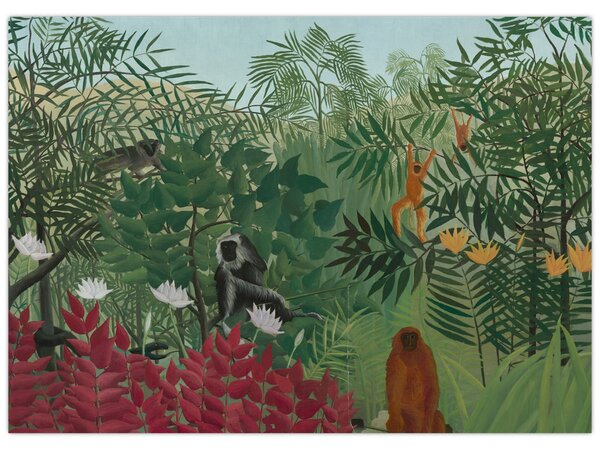 Obraz - Henri Rousseau, Tropical Forest with Monkeys, reprodukce (70x50 cm)