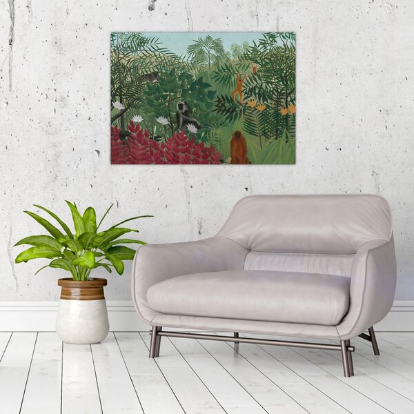 Obraz - Henri Rousseau, Tropical Forest with Monkeys, reprodukce (70x50 cm)