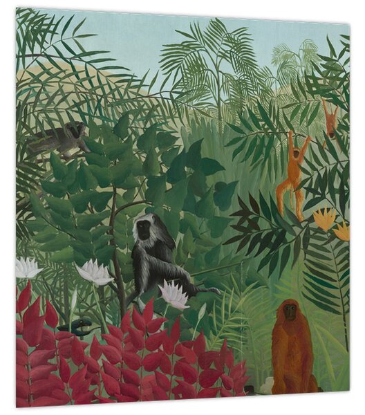 Obraz - Henri Rousseau, Tropical Forest with Monkeys, reprodukce (30x30 cm)