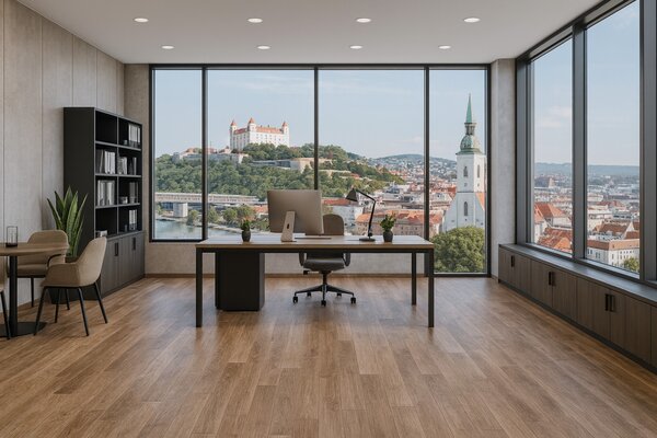 Beaulieu International Group, PVC podlaha - lino Master X Premium 3803, na míru, šíře 4m, hnědá, bez podkladu, chodba / předsíň