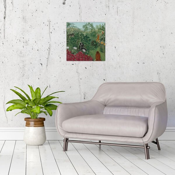 Obraz - Henri Rousseau, Tropical Forest with Monkeys, reprodukce (30x30 cm)