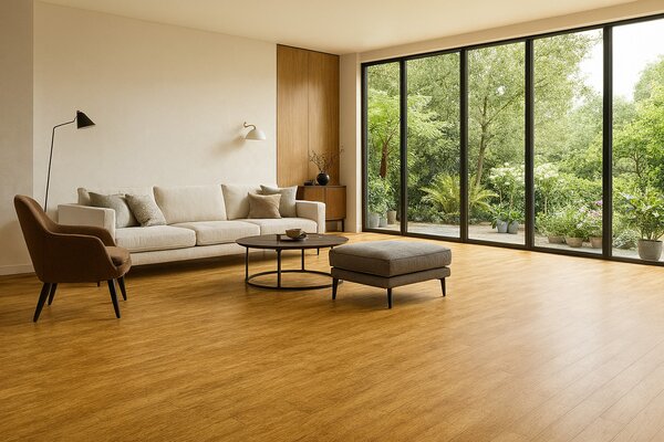 Spoltex, PVC podlaha - lino Ontario Natural, na míru, šíře 4m, hnědá, filc, chodba / předsíň