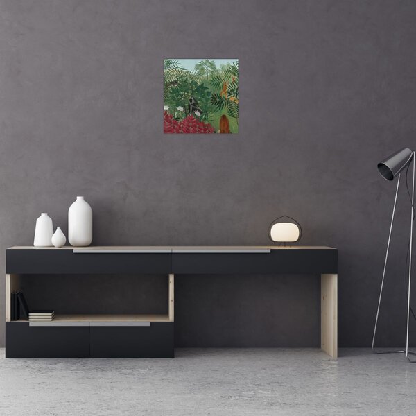 Obraz - Henri Rousseau, Tropical Forest with Monkeys, reprodukce (30x30 cm)
