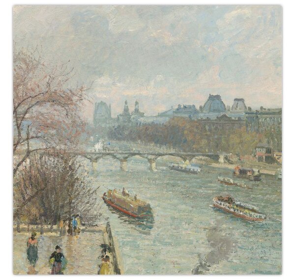 Obraz - Camille Pissarro, The Louvre, Afternoon, Rainy Weather, reprodukce (30x30 cm)