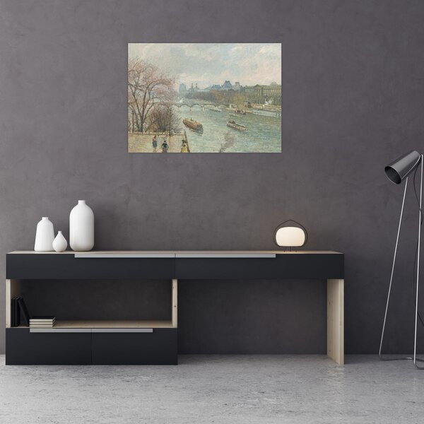 Obraz - Camille Pissarro, The Louvre, Afternoon, Rainy Weather, reprodukce (70x50 cm)
