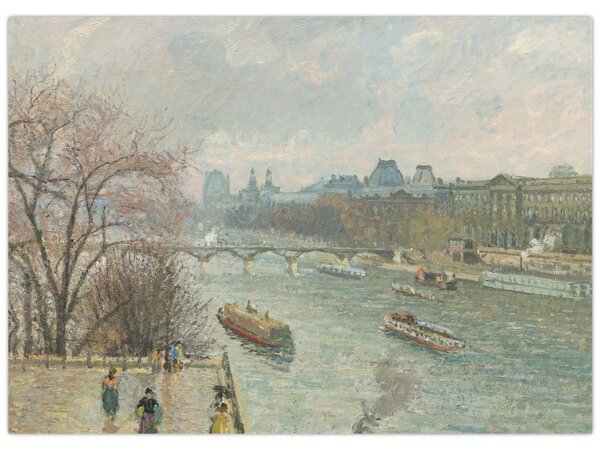 Obraz - Camille Pissarro, The Louvre, Afternoon, Rainy Weather, reprodukce (70x50 cm)