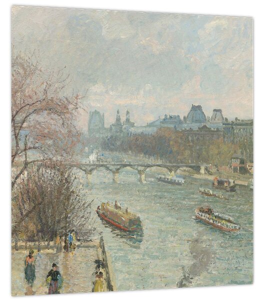 Obraz - Camille Pissarro, The Louvre, Afternoon, Rainy Weather, reprodukce (30x30 cm)