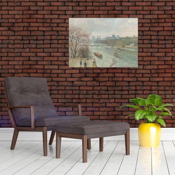 Obraz - Camille Pissarro, The Louvre, Afternoon, Rainy Weather, reprodukce (70x50 cm)