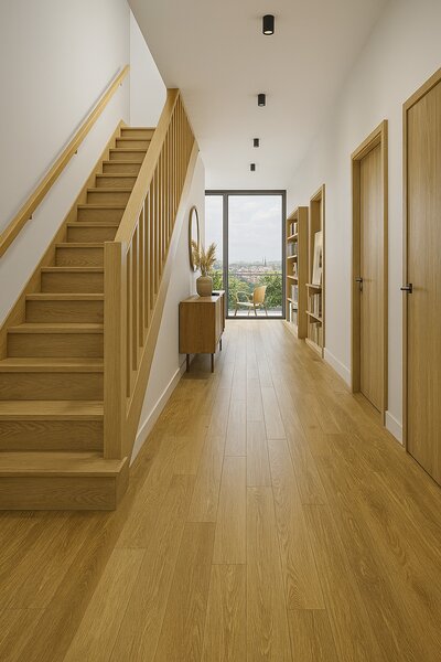 Lentex, PVC podlaha - lino Traffic 50 605-17 Beskidy Oak, na míru, šíře 2m,4m, hnědá, bez podkladu, chodba / předsíň
