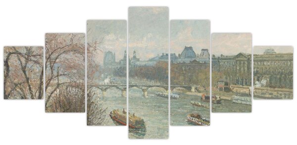 Obraz - Camille Pissarro, The Louvre, Afternoon, Rainy Weather, reprodukce (210x100 cm)