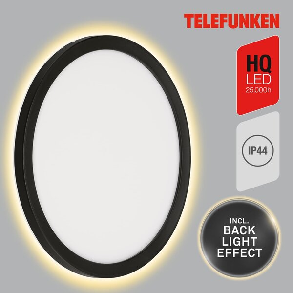 TF 313405TF TELEFUNKEN LED venkovní nástěnné svítidlo pr. 28 cm 15W 2000lm černá - BRILONER