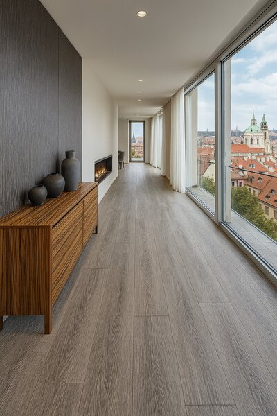 Gerflor, PVC podlaha - lino Flex Nerok 1430 Oak Select Dark Grey, na míru, šíře 2m,4m, šedá, bez podkladu, chodba / předsíň