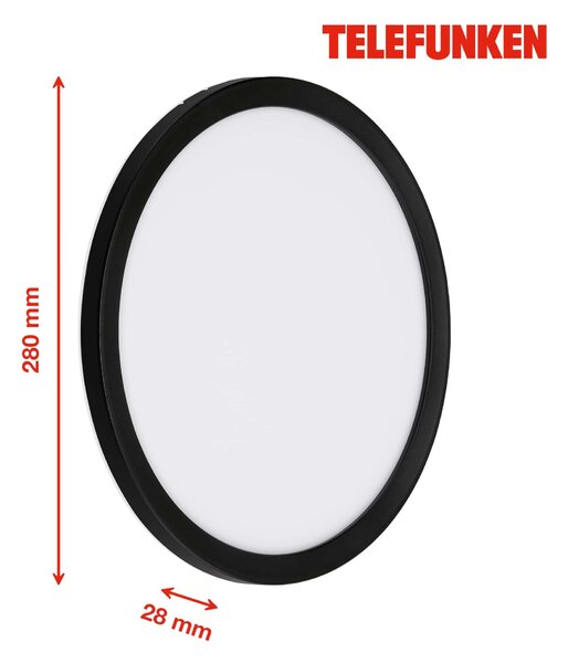 TF 313405TF TELEFUNKEN LED venkovní nástěnné svítidlo pr. 28 cm 15W 2000lm černá - BRILONER