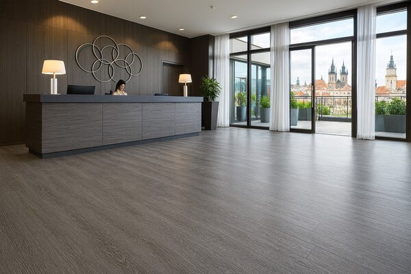 Gerflor, PVC podlaha - lino Flex Nerok 1430 Oak Select Dark Grey, na míru, šíře 2m,4m, šedá, bez podkladu, chodba / předsíň