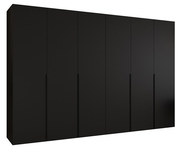 Šatní skříň ALICANTE 1, 300×202×52cm | Černá / Černé úchyty