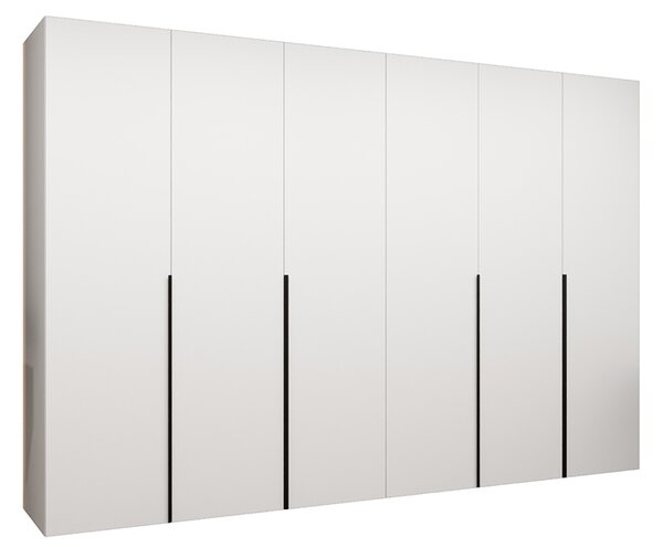 Šatní skříň ALICANTE 1, 300×202×52cm | Bílá / Černé úchyty