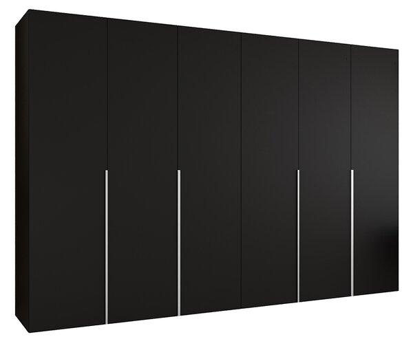 Šatní skříň ALICANTE 1, 300×202×52cm | Černá / Kašmírové úchyty