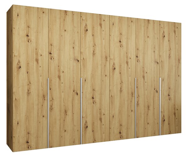 Šatní skříň ALICANTE 1, 300×202×52cm | Dub Artisan / Kašmírové úchyty