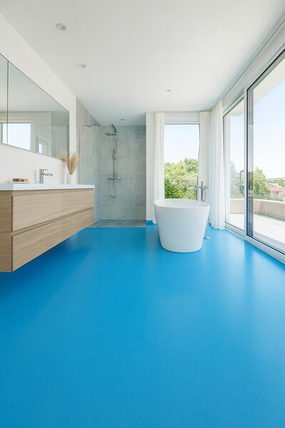 Gerflor, PVC podlaha - lino Flexar Nerok 2249 Brooklyn Blue, na míru, šíře 2m,4m, modrá, bez podkladu, chodba / předsíň
