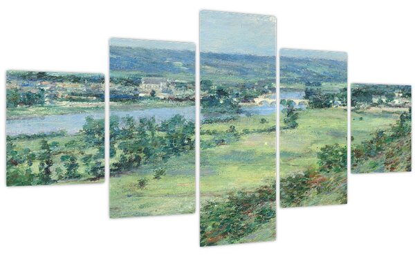 Obraz - Theodore Robinson, The Valley of the Seine, From the Hills of Giverny, reprodukce (125x70 cm)