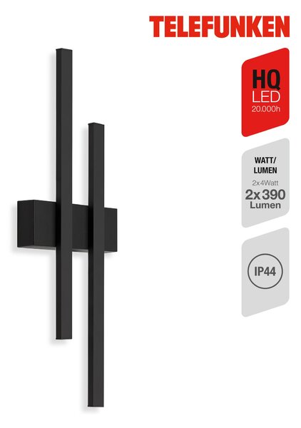 TF 313205TF TELEFUNKEN LED venkovní svítidlo 47 cm 2x8W 780lm černá - BRILONER