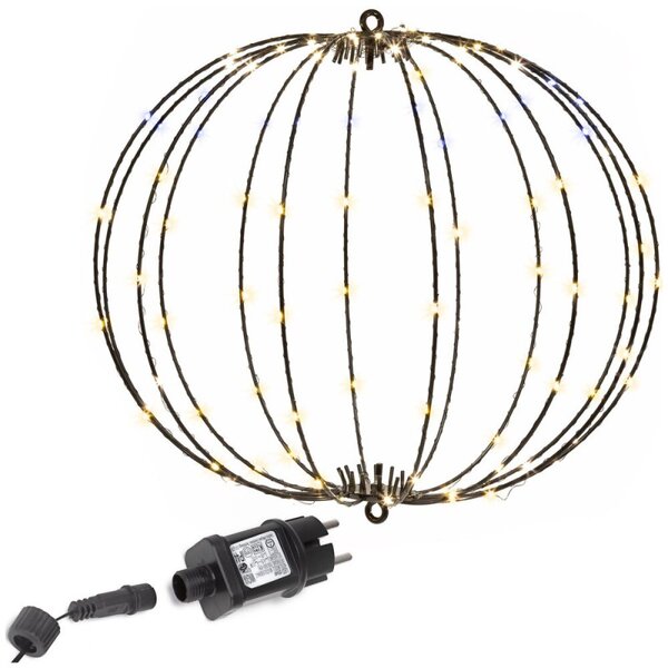 LED světelná koule 42,5cm 112LED IP44 teplá bílá + záblesky