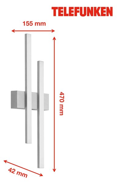 TF 313004TF TELEFUNKEN LED venkovní svítidlo 47 cm 2x8W 960lm stříbrná - BRILONER