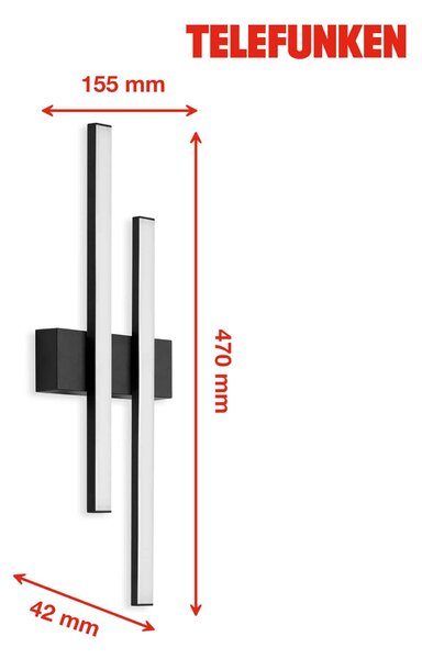 TF 313005TF TELEFUNKEN LED venkovní svítidlo 47 cm 2x8W 960lm černá - BRILONER