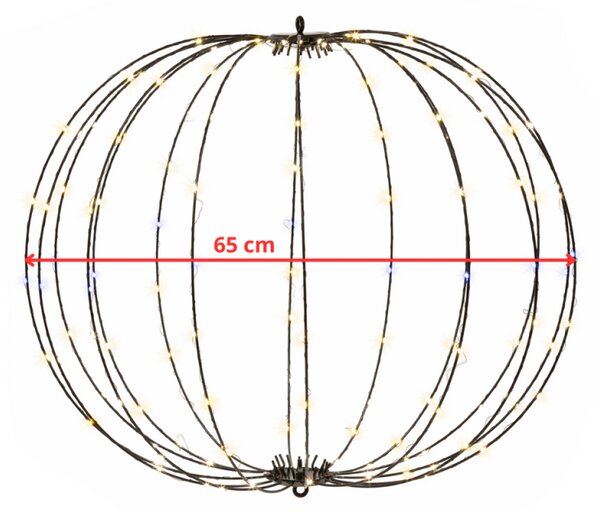LED světelná koule 65cm 160LED IP44 teplá bílá + záblesky