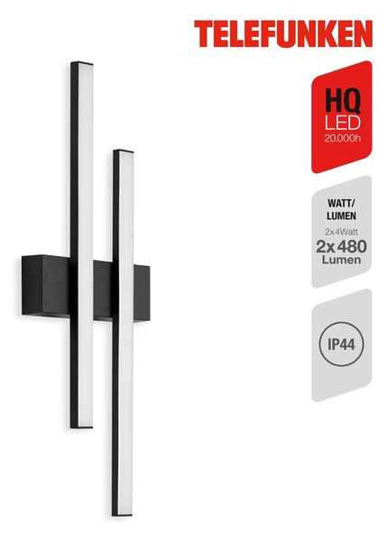TF 313005TF TELEFUNKEN LED venkovní svítidlo 47 cm 2x8W 960lm černá - BRILONER