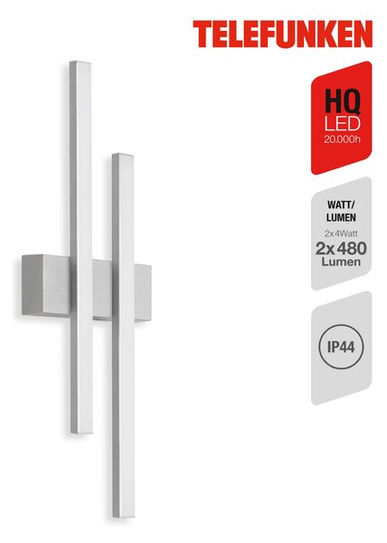 TF 313004TF TELEFUNKEN LED venkovní svítidlo 47 cm 2x8W 960lm stříbrná - BRILONER