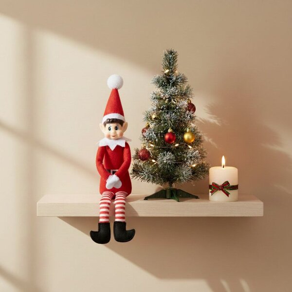 Skřítek Elf červený 40cm, vánoční dekorace
