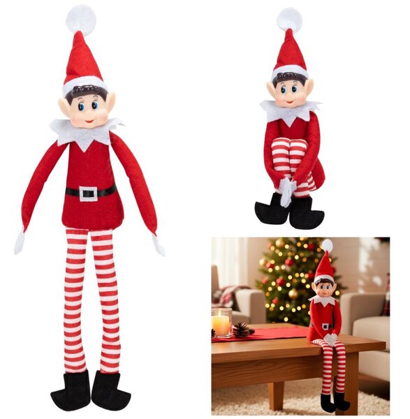 Skřítek Elf červený 40cm, vánoční dekorace