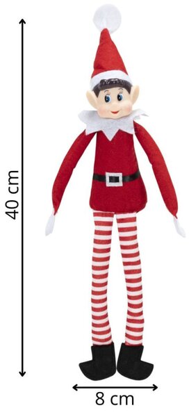 Skřítek Elf červený 40cm, vánoční dekorace