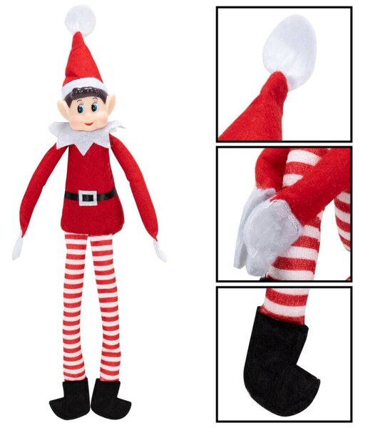 Skřítek Elf červený 40cm, vánoční dekorace