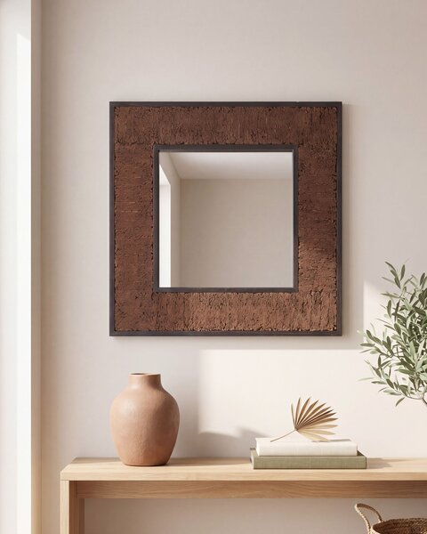 Zrcadlo BOISE 60 cm 60 cm Teakové dřevo Tmavě hnědá
