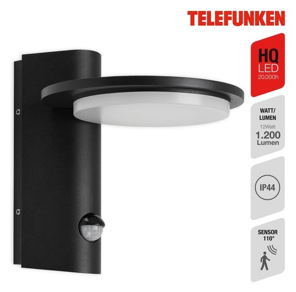 TF 312505TF TELEFUNKEN LED venkovní svítidlo 18,7 cm 10W 1200lm černá - BRILONER