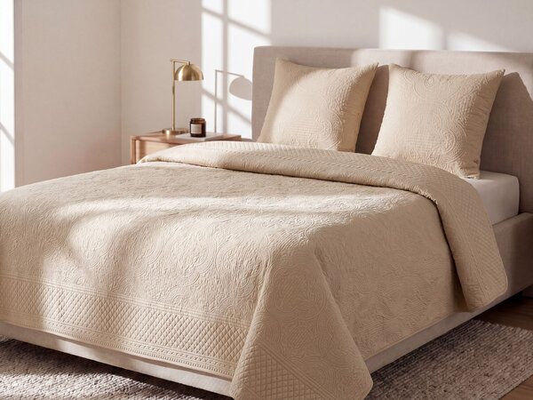 Přikrývka na postel s polštáři SHUSH 140 x 210 cm Taupe