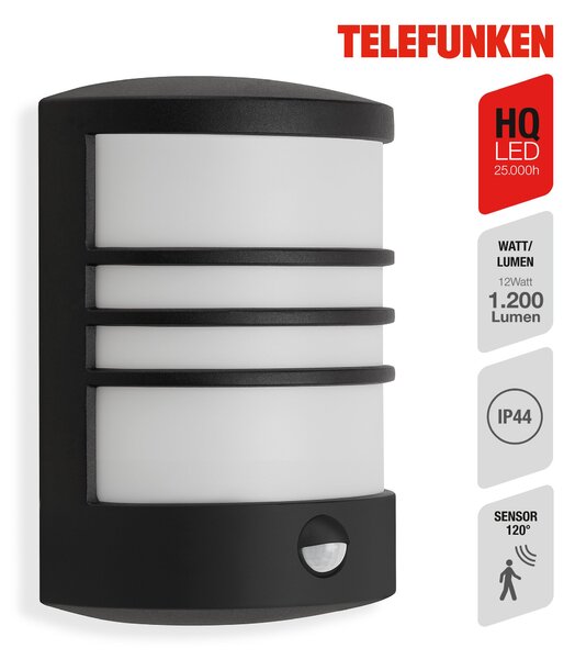 TF 315505TF TELEFUNKEN LED venkovní svítidlo 24,5 cm 12W 1200lm černá - BRILONER