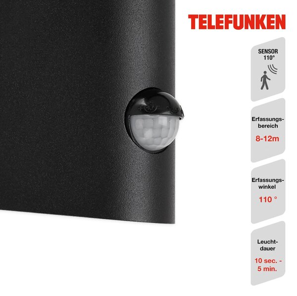 TF 312505TF TELEFUNKEN LED venkovní svítidlo 18,7 cm 10W 1200lm černá - BRILONER