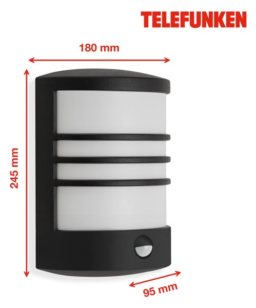 TF 315505TF TELEFUNKEN LED venkovní svítidlo 24,5 cm 12W 1200lm černá - BRILONER