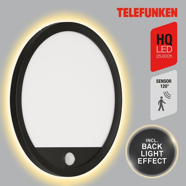 TF 313705TF TELEFUNKEN LED venkovní svítidlo pr. 28 cm 15W 2000lm černá - BRILONER