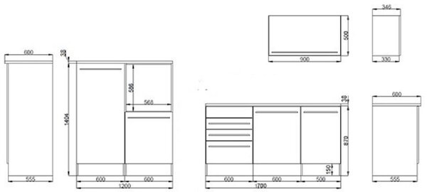 KUCHYŇSKÝ BLOK BEZ SPOTŘEBIČŮ 290 cm Respekta - Online Only kuchyňské linky, Online Only