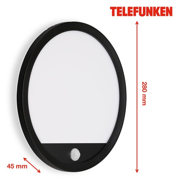 TF 313705TF TELEFUNKEN LED venkovní svítidlo pr. 28 cm 15W 2000lm černá - BRILONER