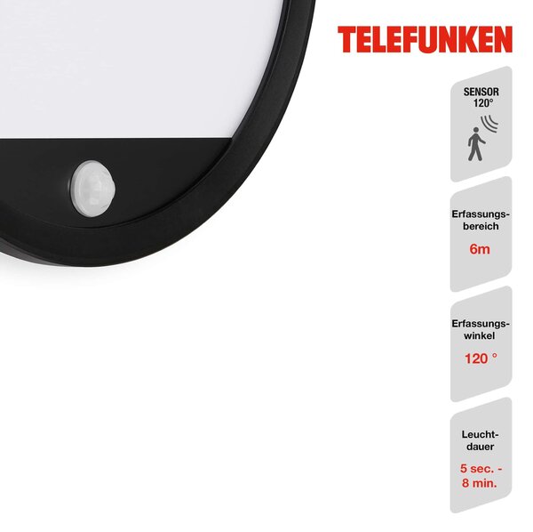 TF 313705TF TELEFUNKEN LED venkovní svítidlo pr. 28 cm 15W 2000lm černá - BRILONER