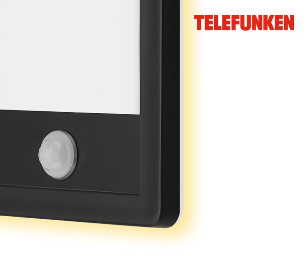 TF 313905TF TELEFUNKEN LED venkovní nástěnné svítidlo s čidlem, 28 cm, 16 W, černá - BRILONER