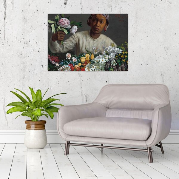 Obraz - Frédéric Bazille, Young Woman with Peonies, reprodukce (70x50 cm)