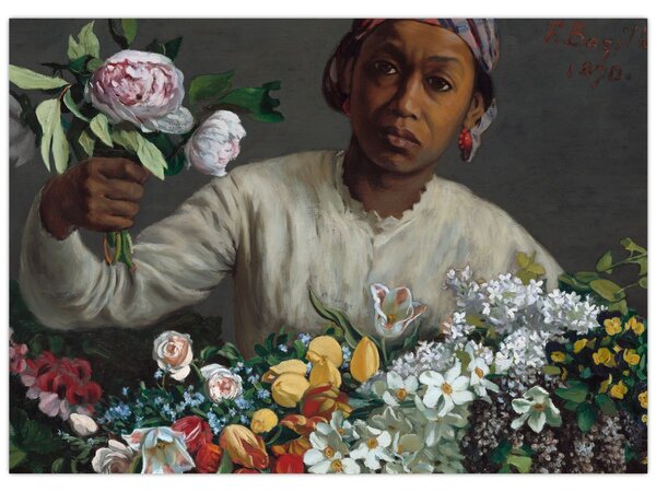 Obraz - Frédéric Bazille, Young Woman with Peonies, reprodukce (70x50 cm)
